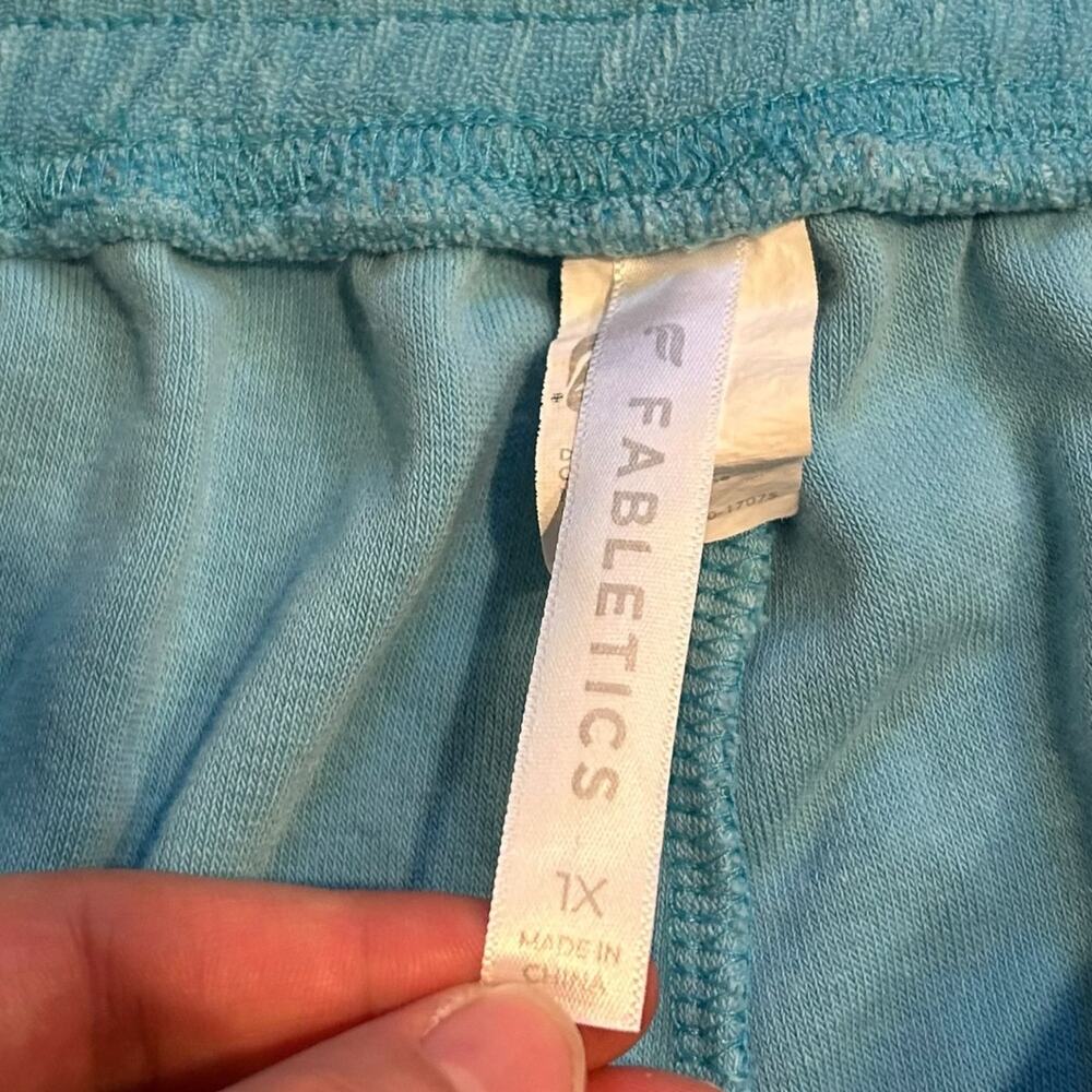Fabletics Teal Terry Cloth Mini Shorts Mushroom Patch Coquette 1X - Picture 4 of 16